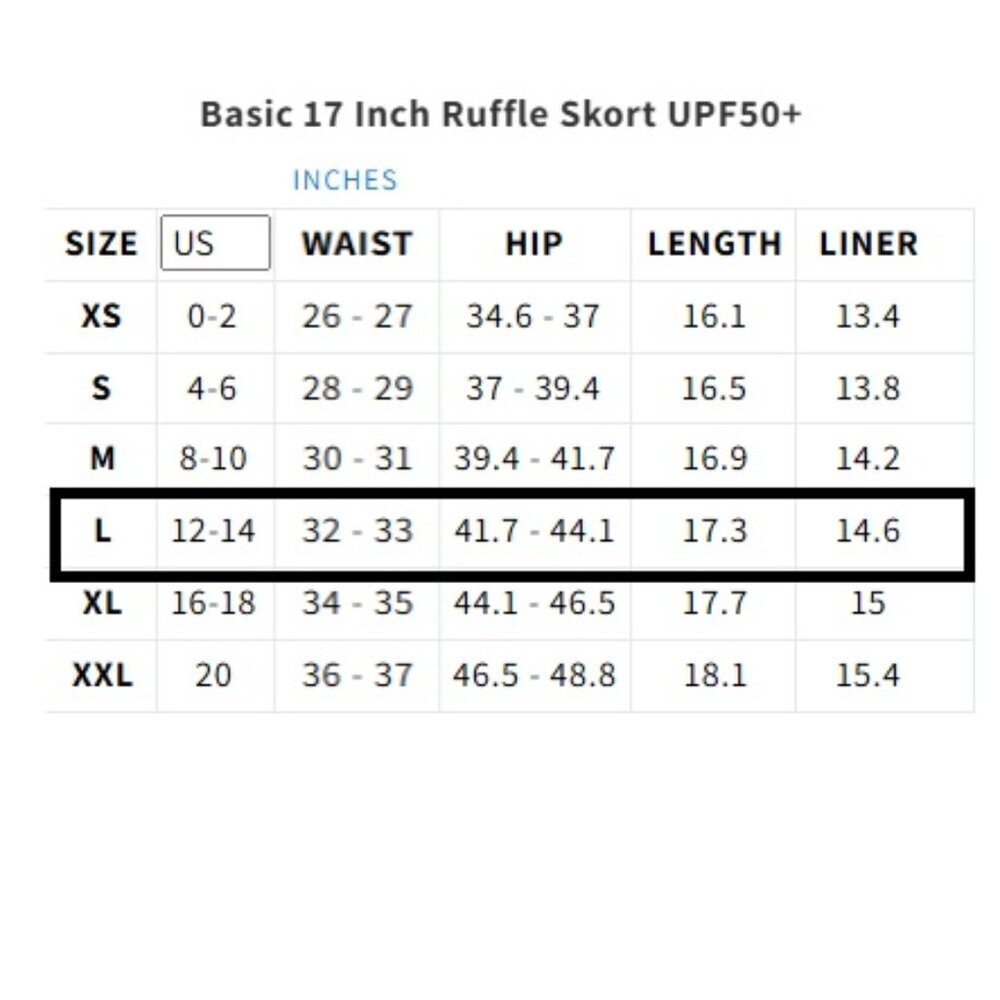 Acegolfs Basic 17 Inch Ruffle Skort UPF50+, Size Large - Picture 8 of 10